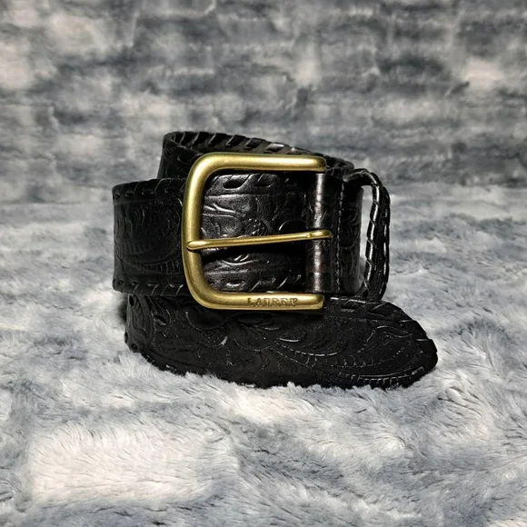 Ralph Lauren Vintage hand tooled leather belt with brass buckle. Hand-Tooled Leather Belt | Ralph Lauren main image 4